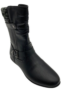 Wanderlust Women's Phyllis Zip Wedged Boot Black - Wide